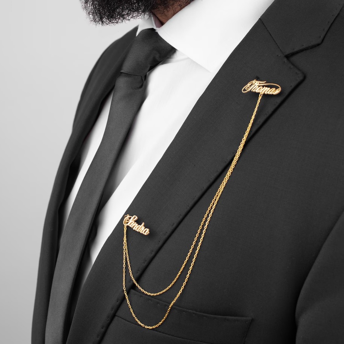 Custom Double Name Brooch Men  - Tuxedo Lapel Pin ulasan dan harga