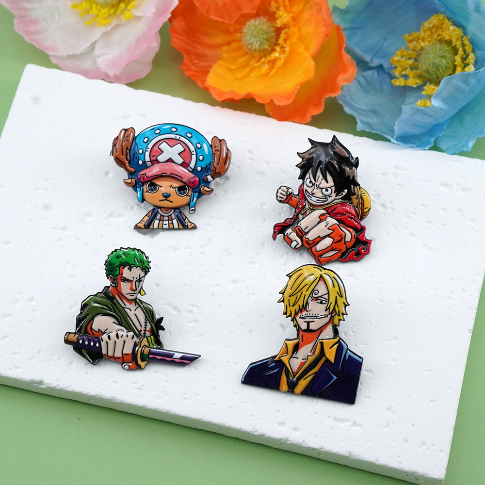 4Pcs Cartoon ONE PIECE Luffy B - Tuxedo Lapel Pin ulasan dan harga