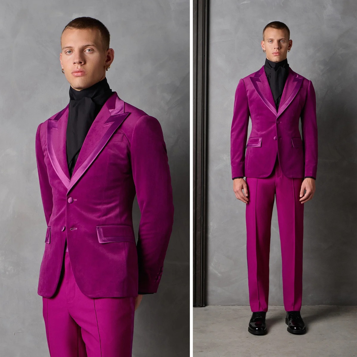Chic Man Wedding Tuxedos Velve - Men Formal Wear Modern ulasan dan harga