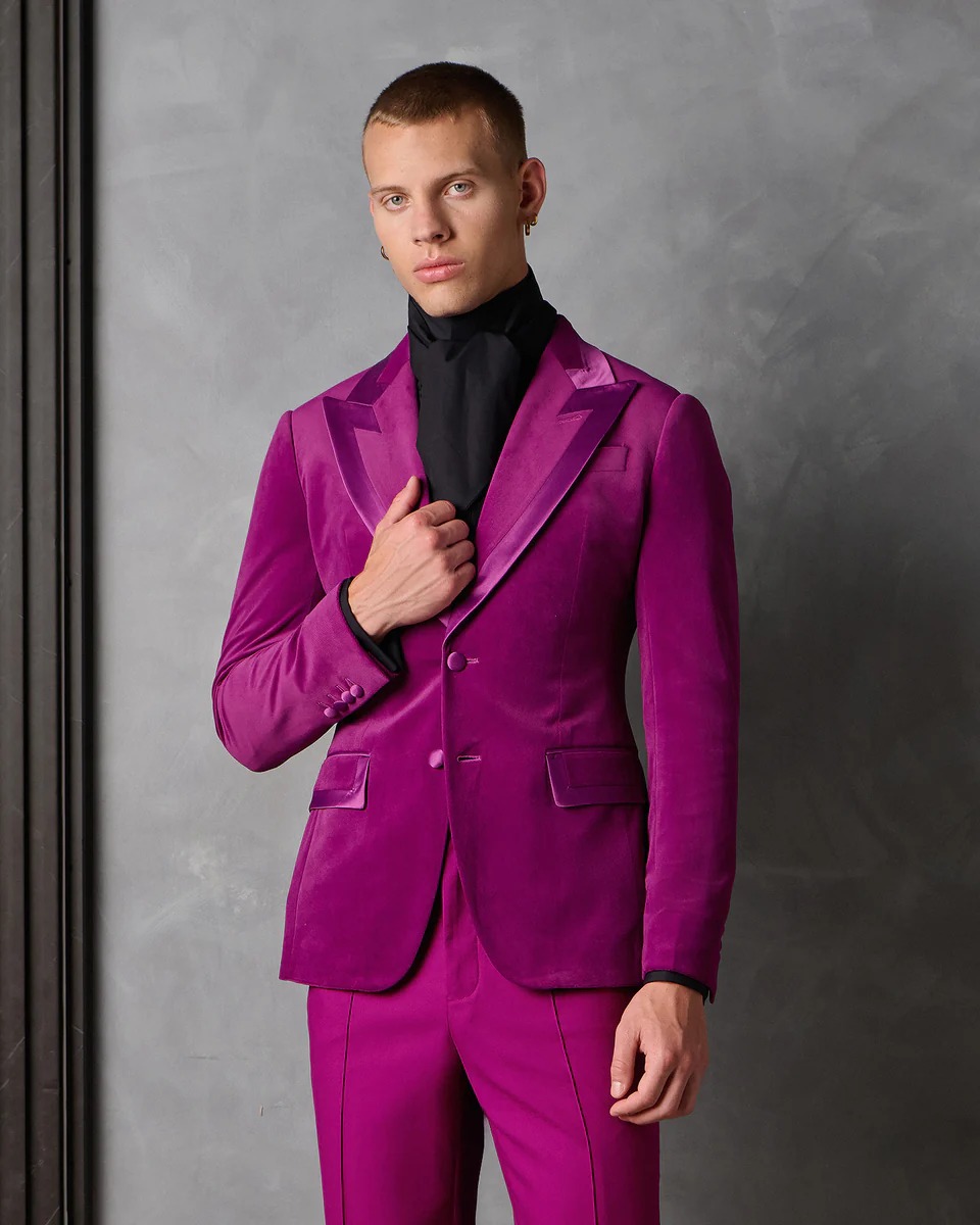 Chic Man Wedding Tuxedos Velve - Men Formal Wear Modern ulasan dan harga
