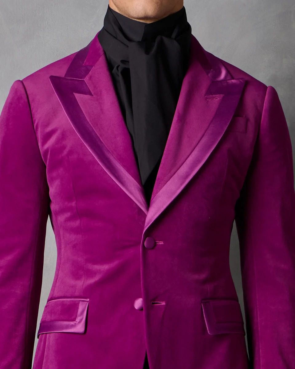 Chic Man Wedding Tuxedos Velve - Men Formal Wear Modern ulasan dan harga