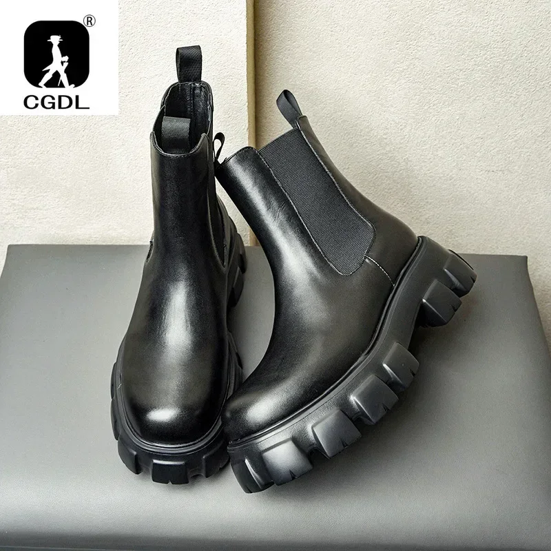Genuine Leather Thick-soled Me - Men Formal Wear With Boots ulasan dan harga