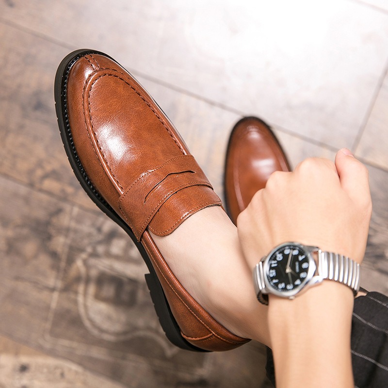 Men Vintage Faux Leather Penny - Formal Men Daily Wear Footwear ulasan dan harga