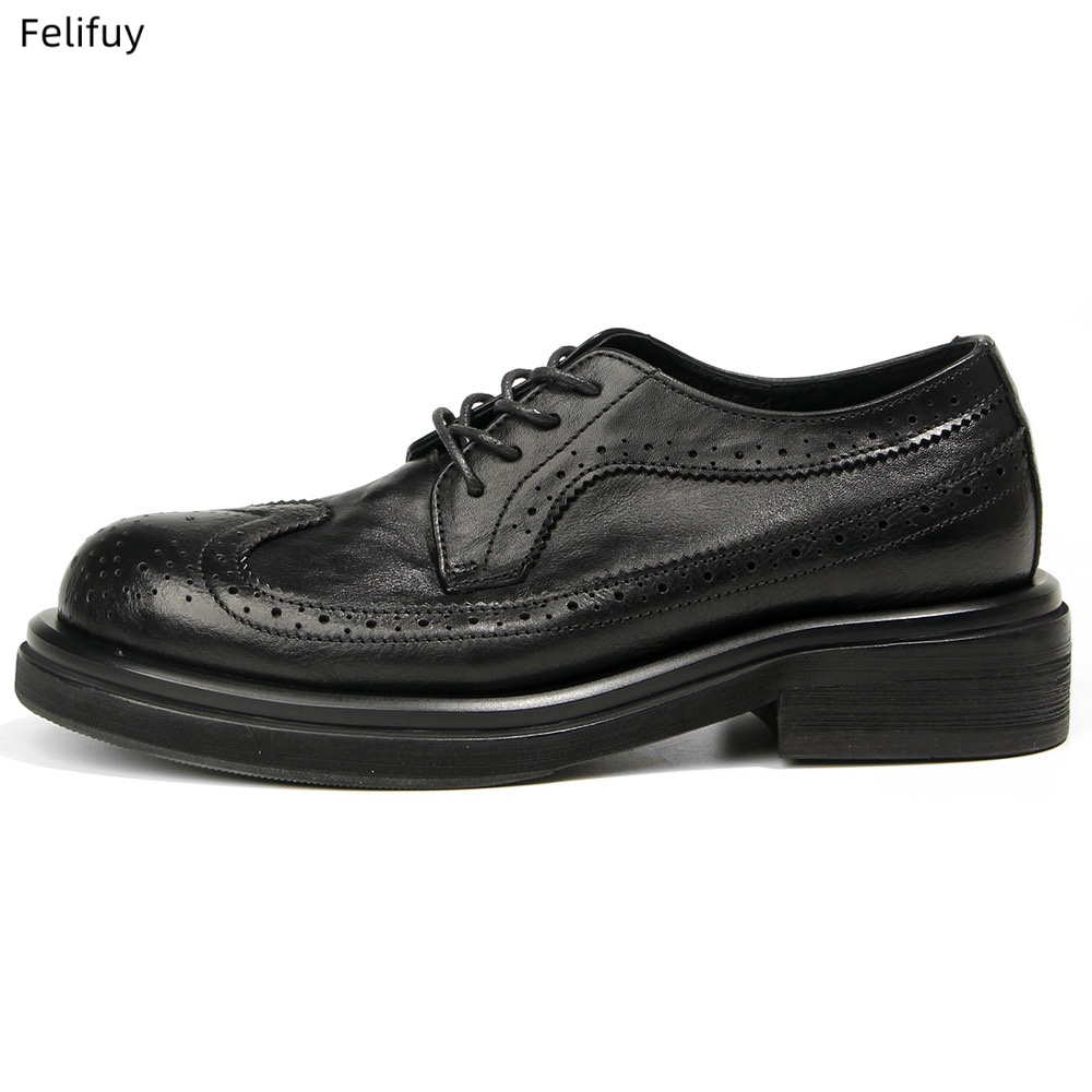 Black Derby shoes Vintage carv - Men Formal Wear All Black ulasan dan harga