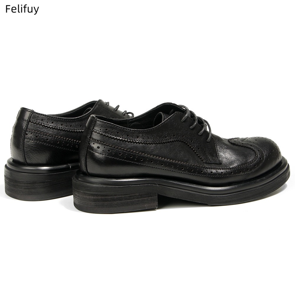 Black Derby shoes Vintage carv - Men Formal Wear All Black ulasan dan harga