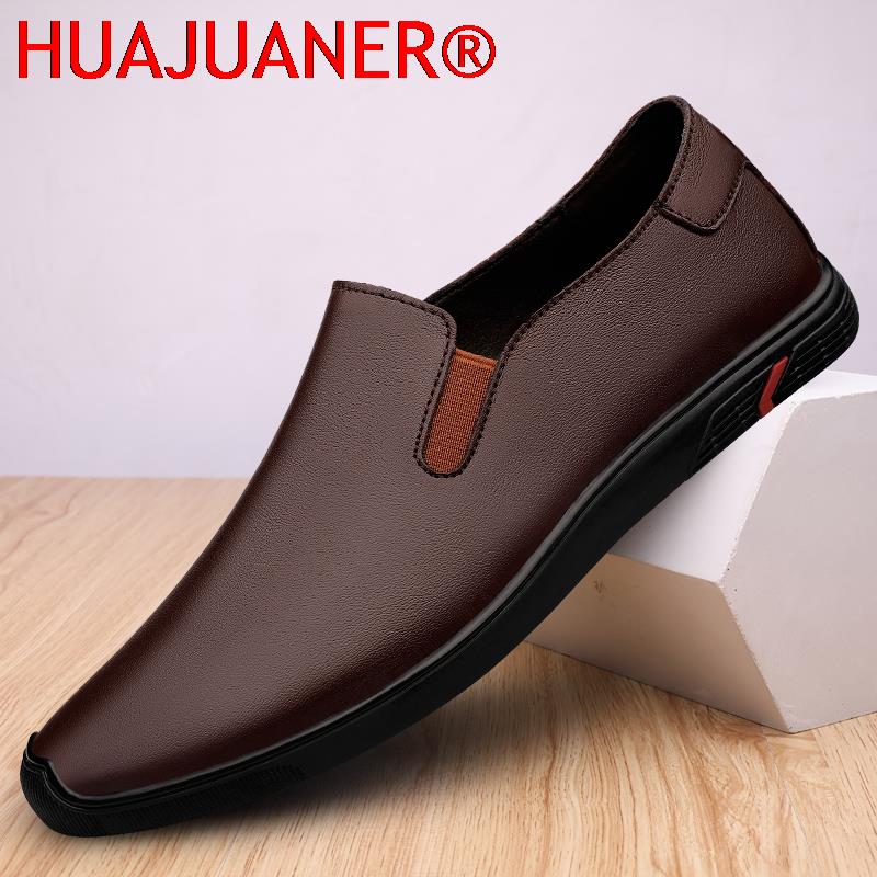 Genuine Leather Shoes Men's Lo - Men Formal Wear All Black ulasan dan harga