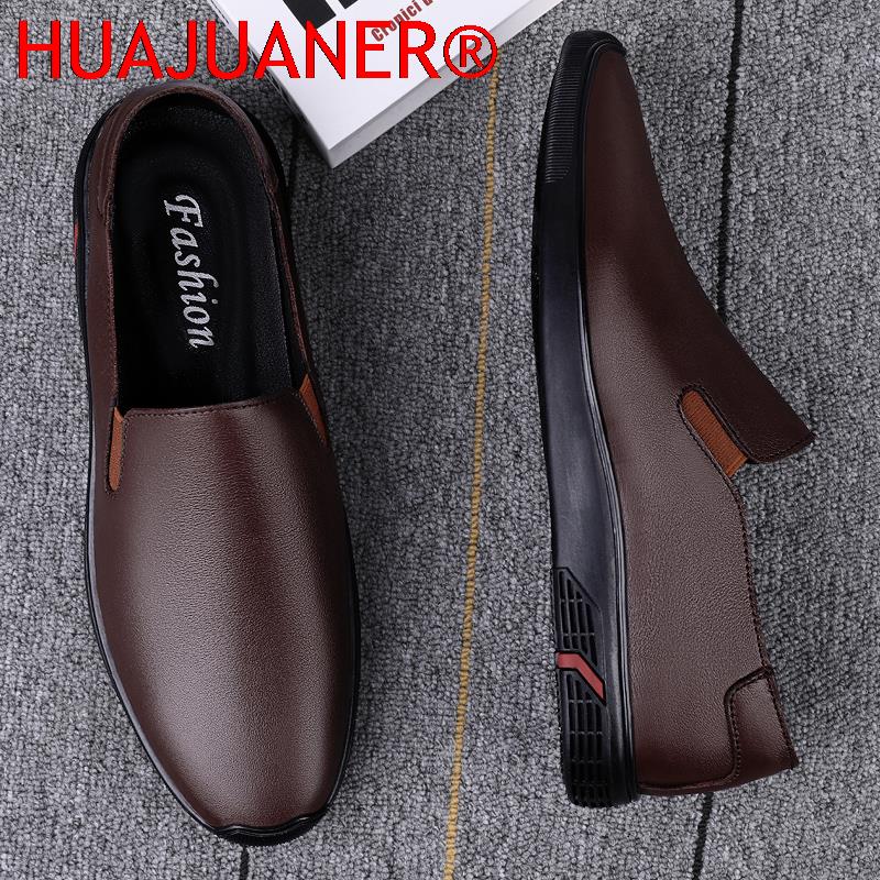 Genuine Leather Shoes Men's Lo - Men Formal Wear All Black ulasan dan harga