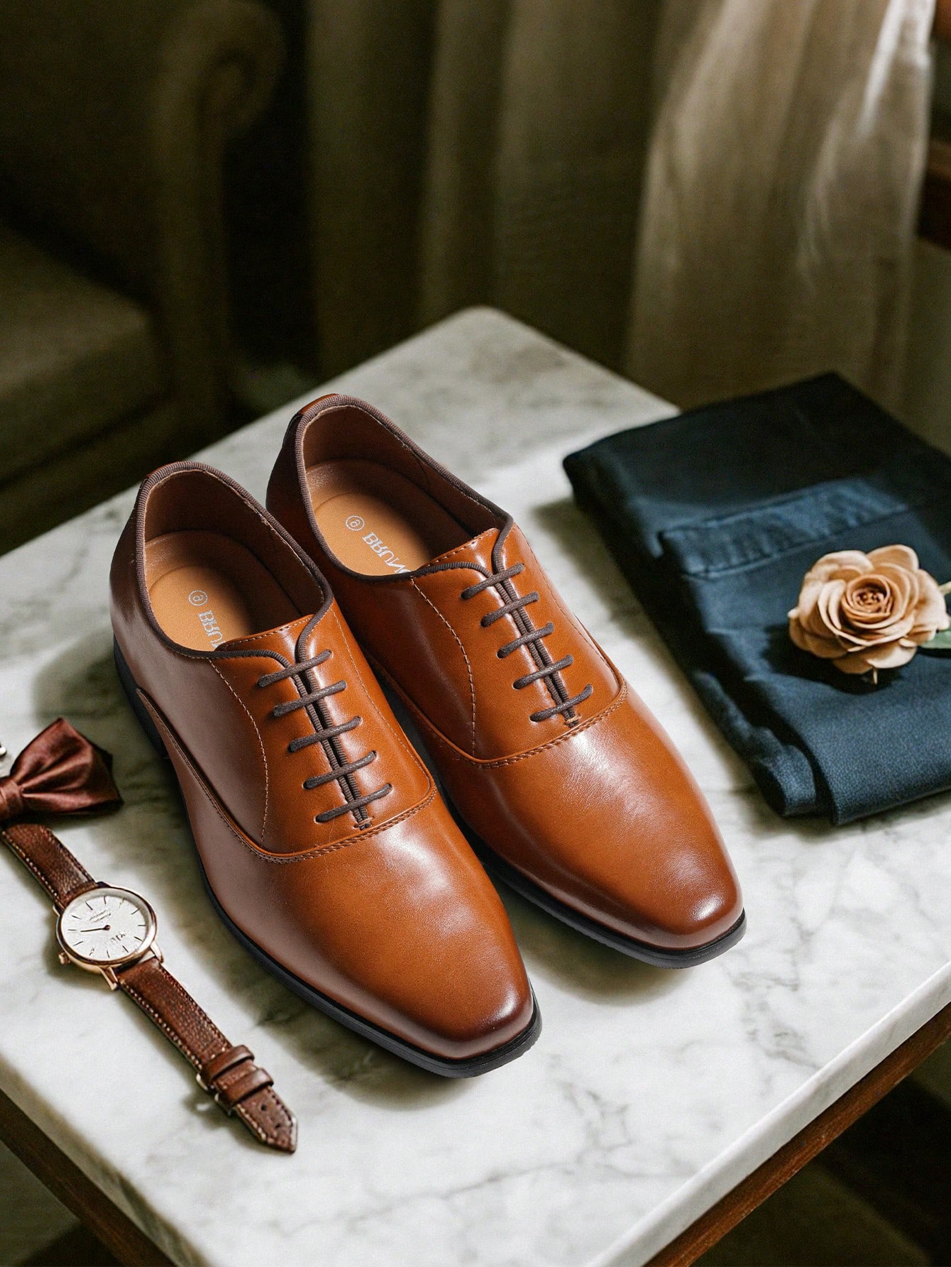 Brown Oxford Dress Shoes for M - Formal Men Daily Wear Footwear ulasan dan harga