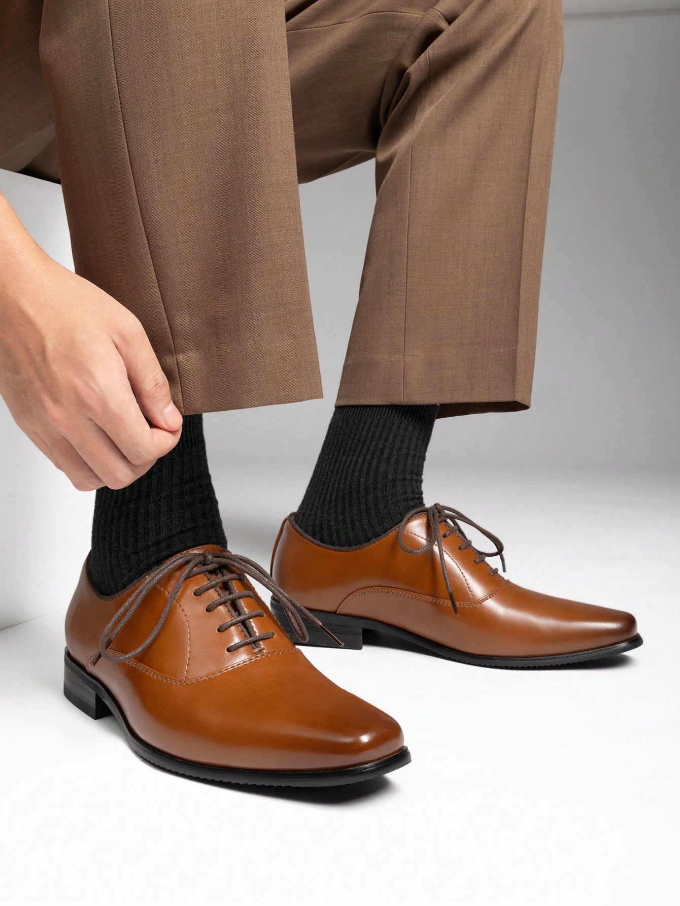 Brown Oxford Dress Shoes for M - Formal Men Daily Wear Footwear ulasan dan harga