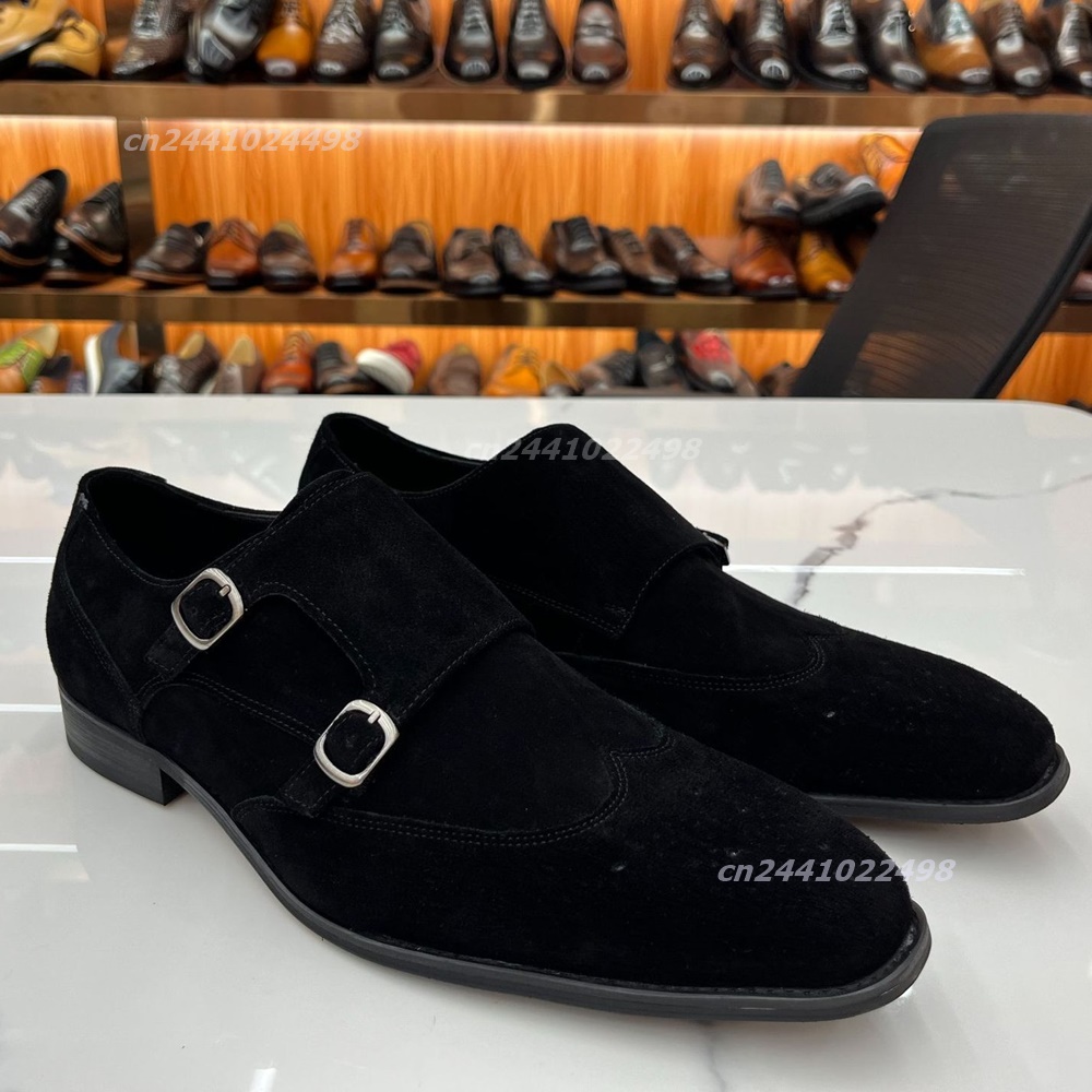 Dual Metal Buckle Men Monk Loa - Formal Men Daily Wear Footwear ulasan dan harga