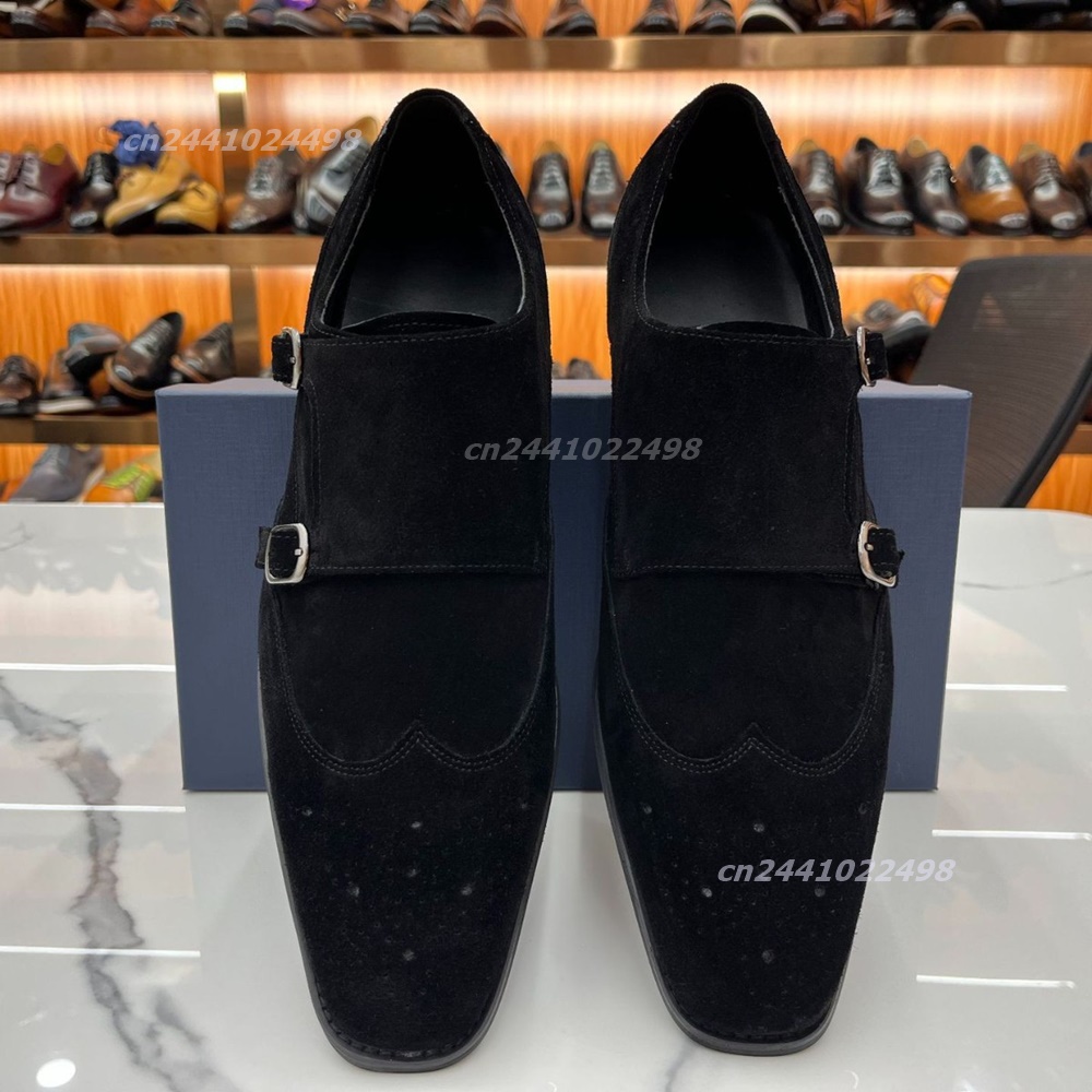 Dual Metal Buckle Men Monk Loa - Formal Men Daily Wear Footwear ulasan dan harga