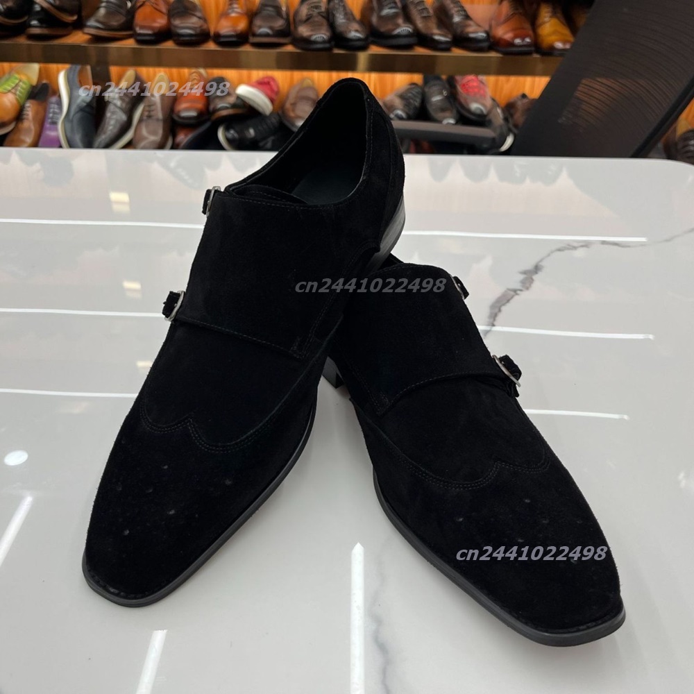 Dual Metal Buckle Men Monk Loa - Formal Men Daily Wear Footwear ulasan dan harga