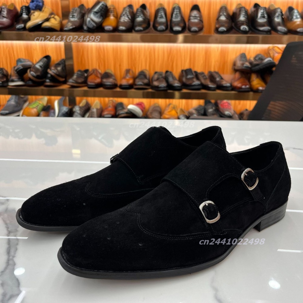 Dual Metal Buckle Men Monk Loa - Formal Men Daily Wear Footwear ulasan dan harga